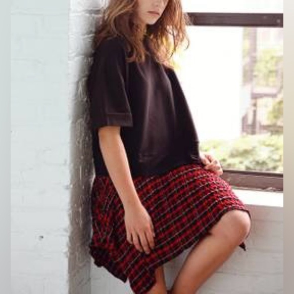 ZARA Black and Red Checkered Gingham Dress Tunic NWT